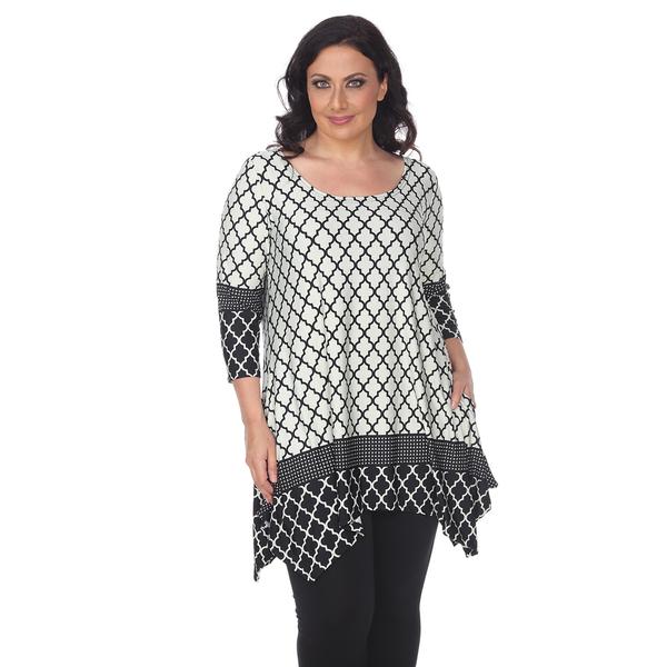 Plus Size White Mark 3/4 Sleeve Aicha Tunic Top