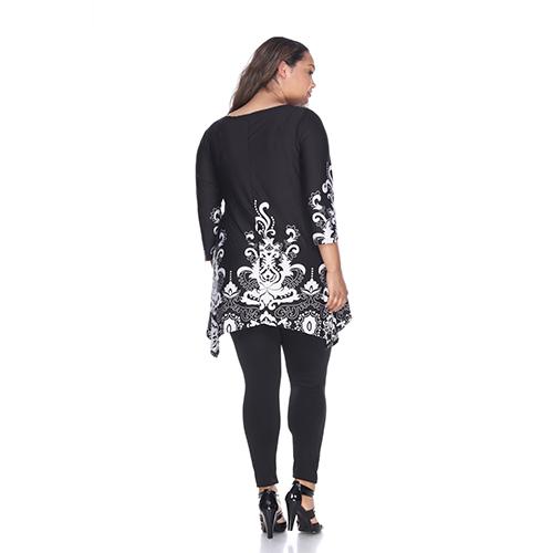 Plus Size White Mark Scroll Print Border Tunic alternate view