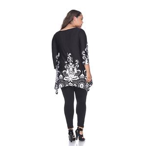 Plus Size White Mark Scroll Print Border Tunic alternate view