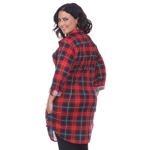 Plus Size White Mark Piper Plaid Tunic Shirtdress