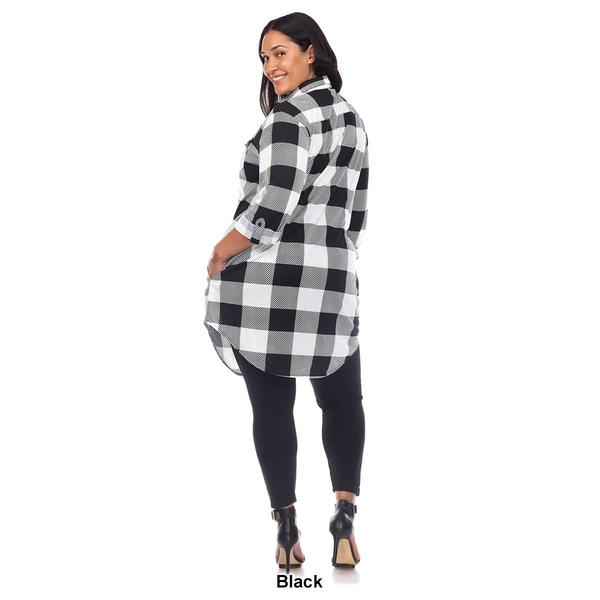 Plus Size White Mark Long Sleeve Roll Cuff Plaid Shirt Dress alternate view