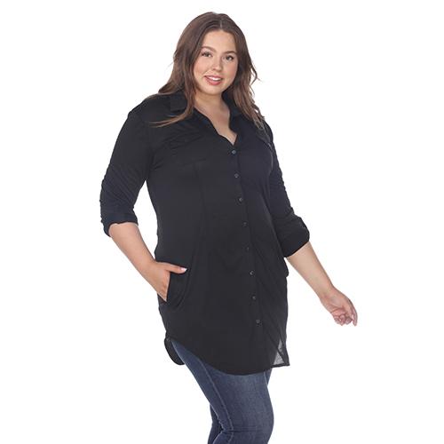 Plus Size White Mark Lakota Stretchy Tunic Blouse