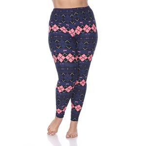 Plus Size White Mark Argyle Print Leggings