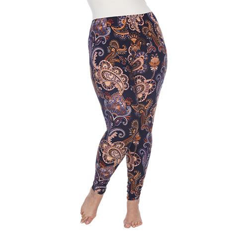 Plus Size White Mark Purple & Gold Paisley Leggings