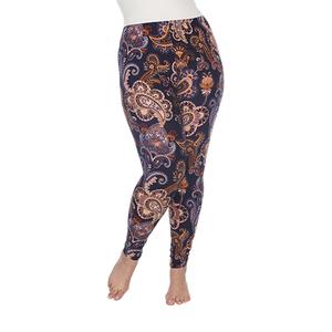 Plus Size White Mark Purple & Gold Paisley Leggings