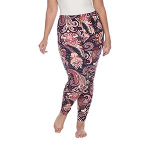 Plus Size White Mark Purple & Fuchsia Paisley Printed Leggings