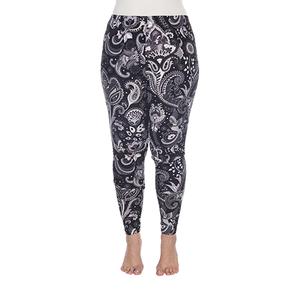 Plus Size White Mark Black & White Paisley Printed Leggings alternate view