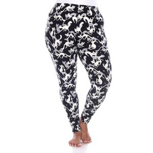 Plus Size White Mark High-Rise Cat Print Leggings