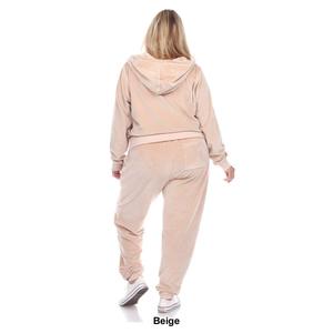 Plus Size White Mark Two Piece Velour Tracksuit Set alternate view