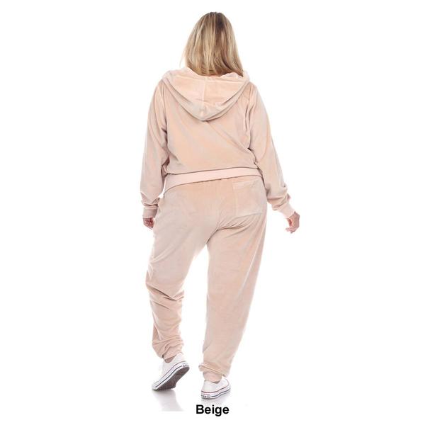 Plus Size White Mark Two Piece Velour Tracksuit Set alternate view