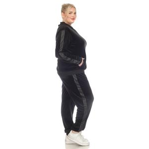 Plus Size White Mark 2pc. Tracksuit Set w/ Faux Leather Stripe alternate view