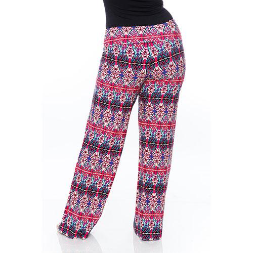 Plus Size White Mark Print Palazzo Pants - Fuchsia/Royal alternate view
