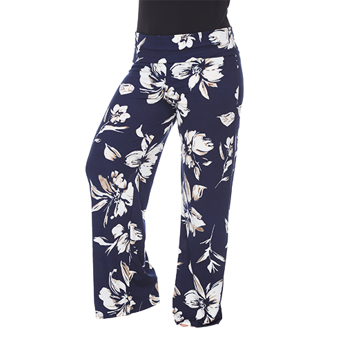 Plus Size White Mark Floral Print Palazzo Pants