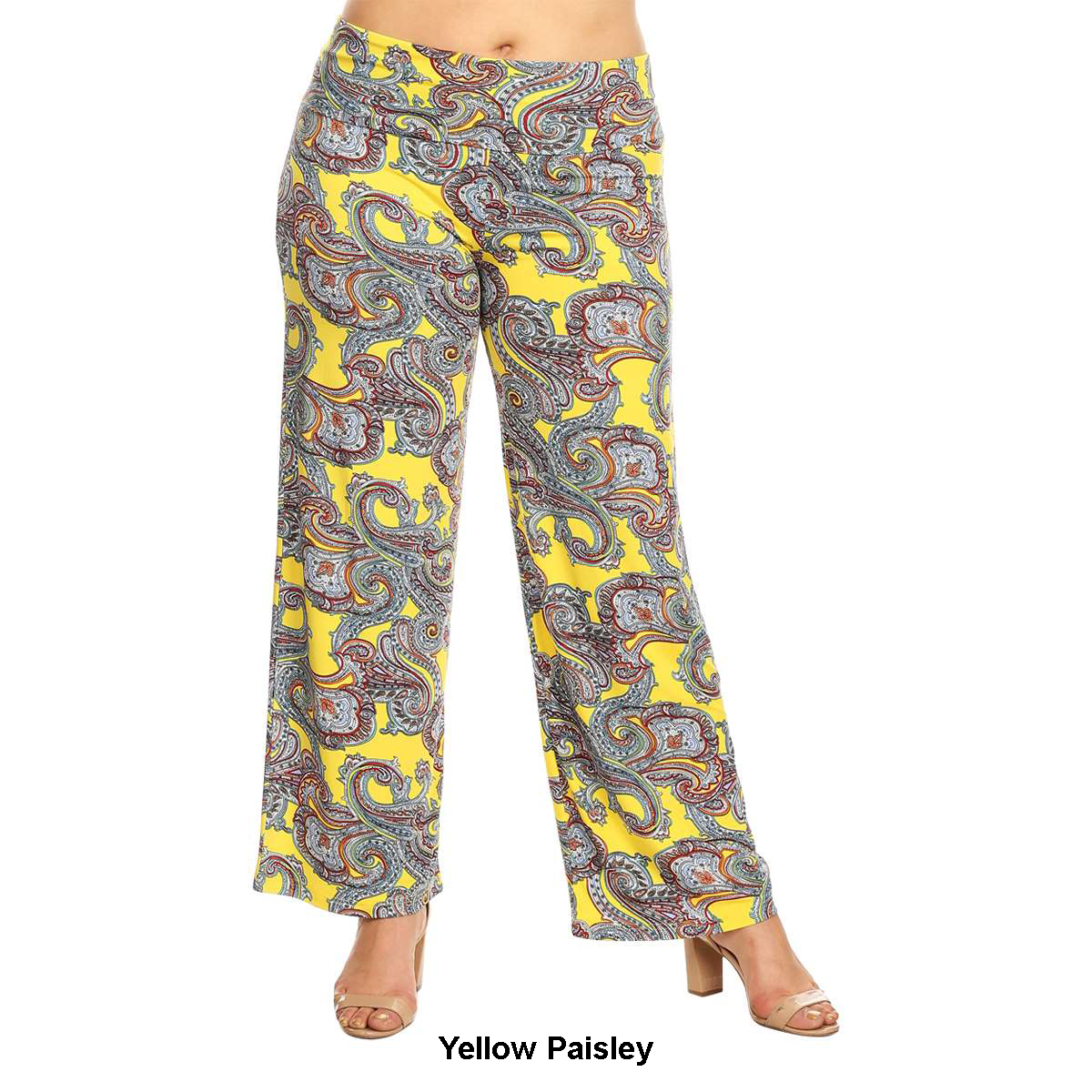 Plus Size White Mark Paisley Print Palazzo Pants