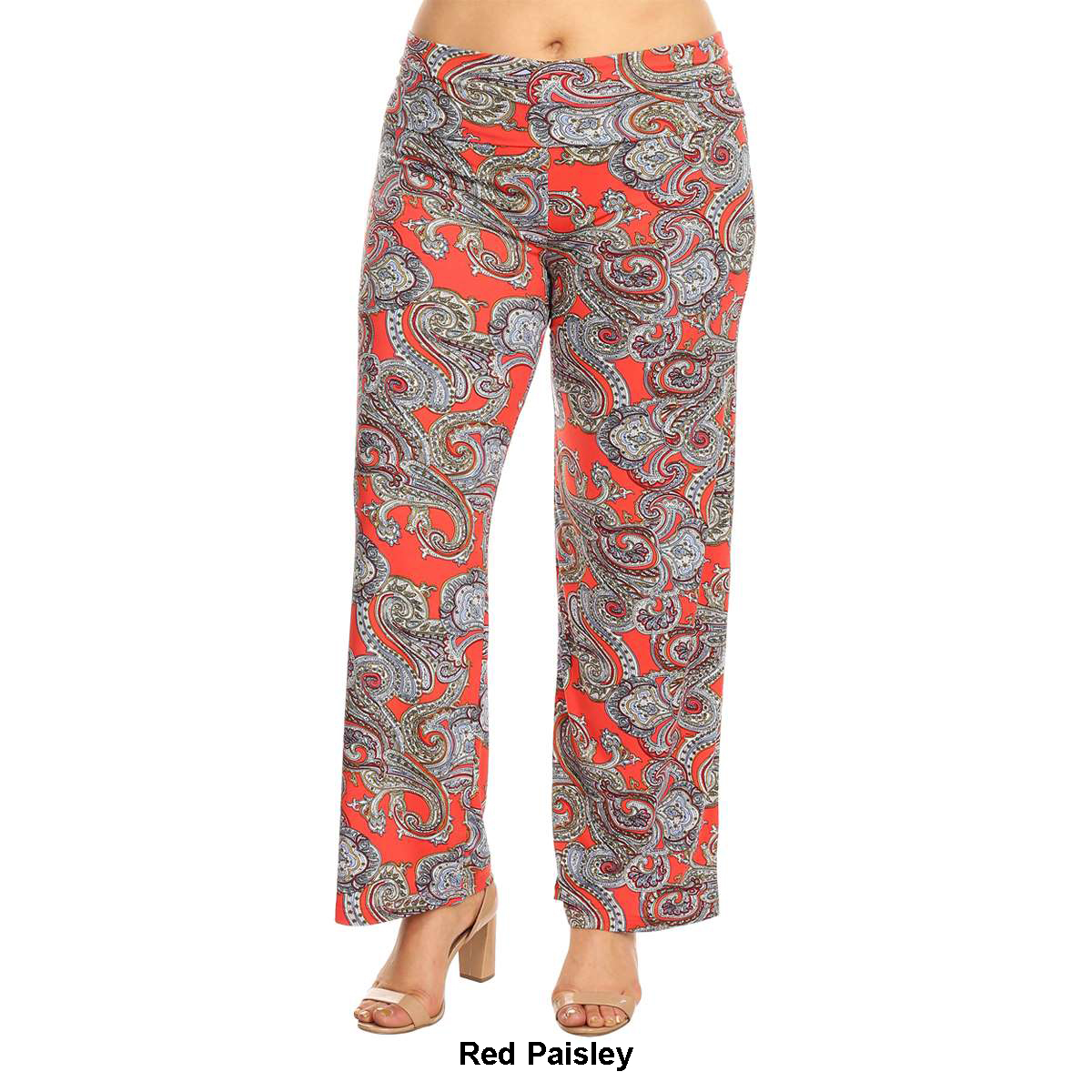 Plus Size White Mark Paisley Print Palazzo Pants