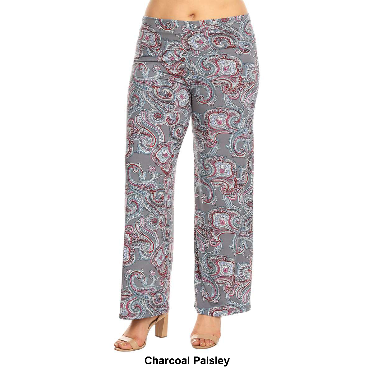 Plus Size White Mark Paisley Print Palazzo Pants