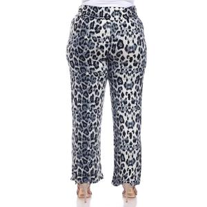 Plus Size White Mark Leopard Palazzo Pants alternate view