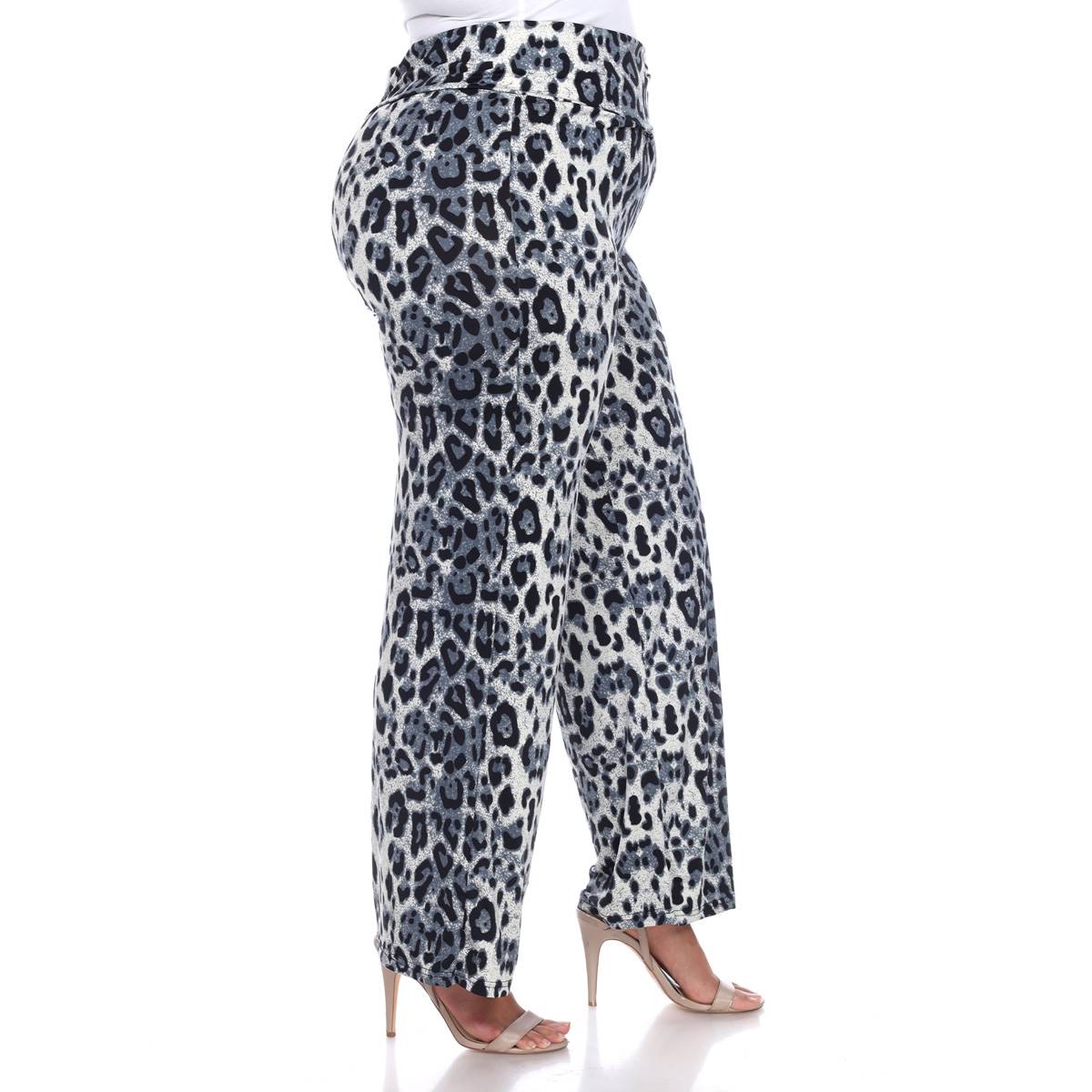 Plus Size White Mark Leopard Palazzo Pants