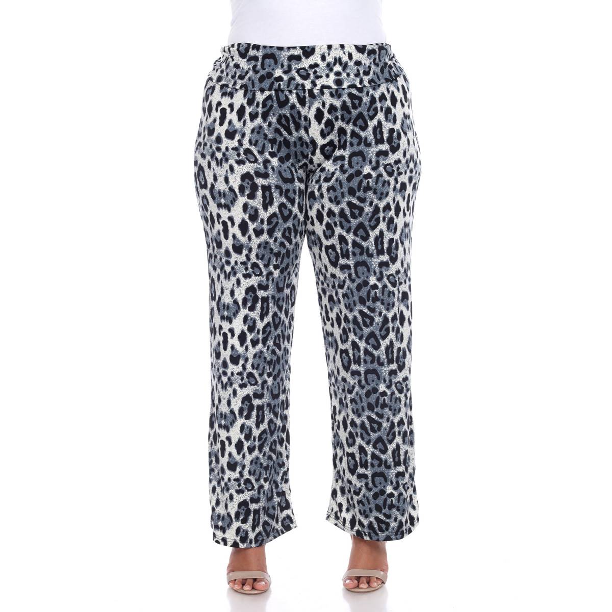 Plus Size White Mark Leopard Palazzo Pants