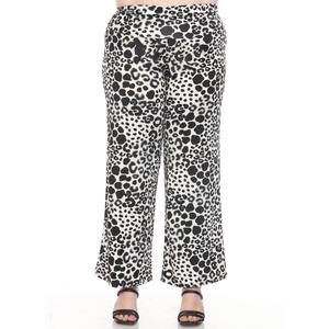 Plus Size White Mark Big Leopard Print Wide Leg Pants