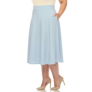 Plus Size White Mark Flared Midi Skirt with Pockets alternate view