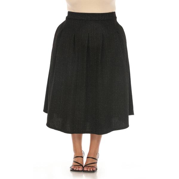 Plus Size White Mark Flared Tweed A-Line Skirt