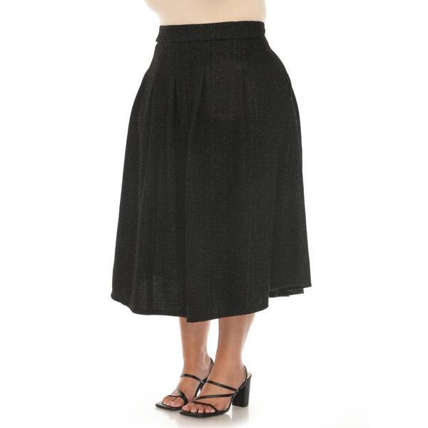 Plus Size White Mark Flared Tweed A-Line Skirt alternate view