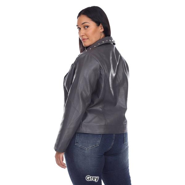 Plus Size White Mark Faux Leather Motorcycle Jacket alternate view