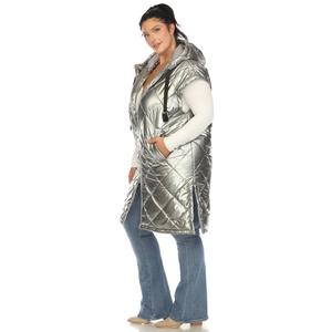 Plus Size White Mark Metallic Diamond Puffer Vest alternate view