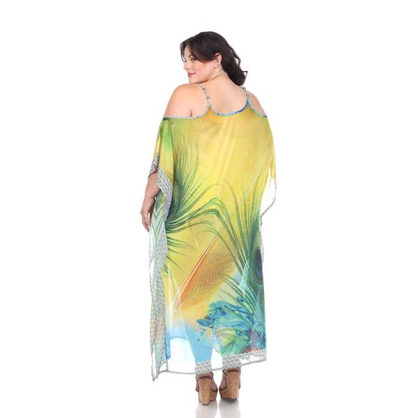 Plus Size White Mark Peacock Caftan Midi Dress alternate view