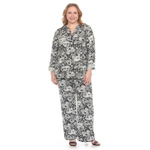 Plus Size White Mark 2pc. Floral Print Tunic and Pant Set alternate view