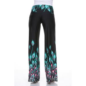 Womens White Mark Peacock Print Palazzo Pants - Turquoise/Aqua alternate view