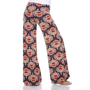 Womens White Mark Navy & Orange Print Palazzo Pants alternate view