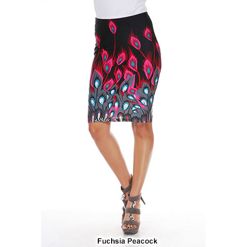 Womens White Mark Peacock Print Pencil Skirt