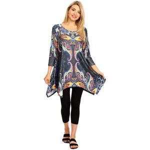 Womens White Mark Marlene Blue Novelty Print Tunic
