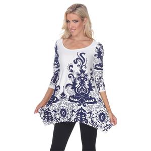 White Mark Yanette Boat Neck 3/4 Sleeves Tunic