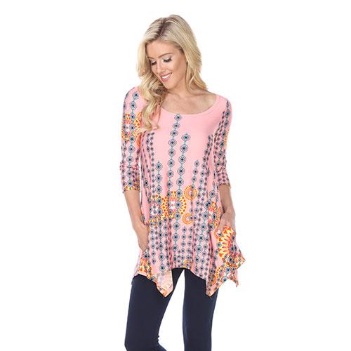 Womens White Mark Rella Tunic with Bell Sleeves