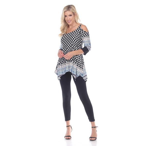 Womens White Mark 3/4 Sleeve Cold Shoulder Tunic alternate view