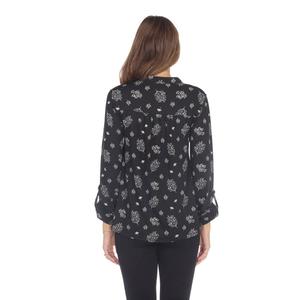 Womens White Mark Pleated Long Sleeve Leaf Blouse alternate view