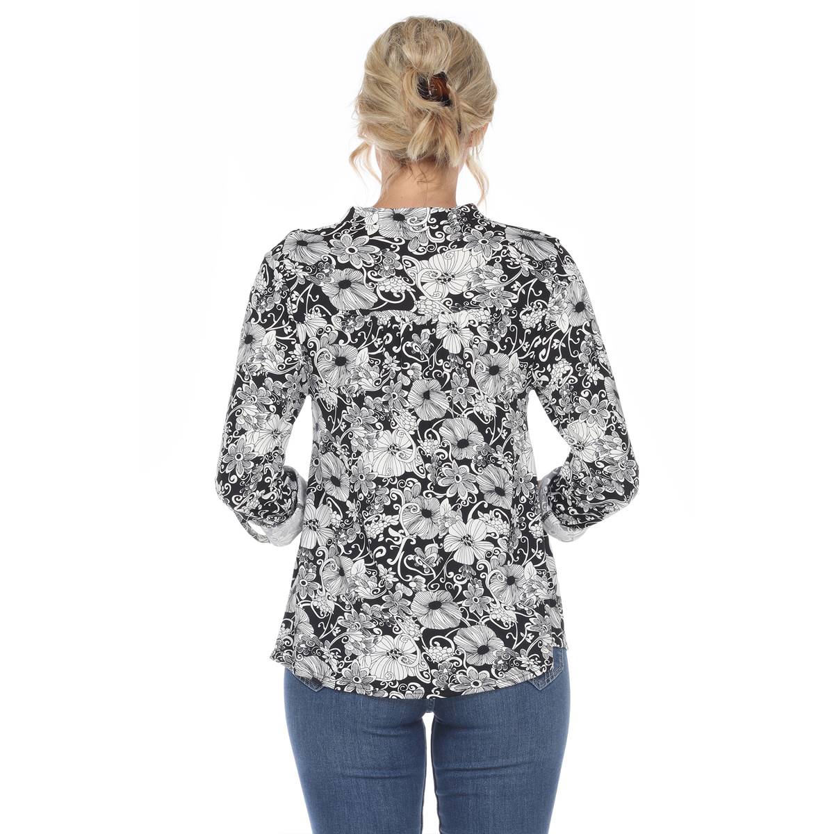 Womens White Mark Pleated Long Sleeve Floral Blouse