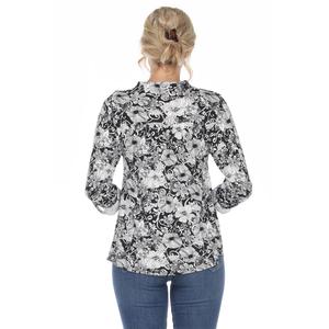Womens White Mark Pleated Long Sleeve Floral Blouse alternate view