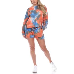 Womens White Mark Tie Dye Lounge Top And Shorts Set