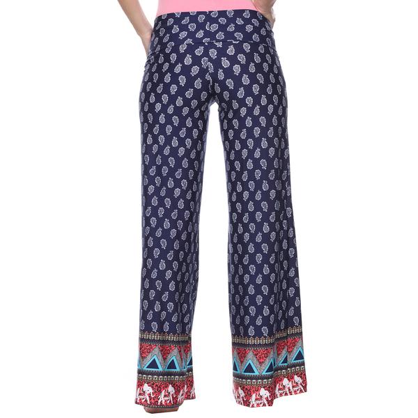 Womens White Mark Print Palazzo Pants - Navy alternate view
