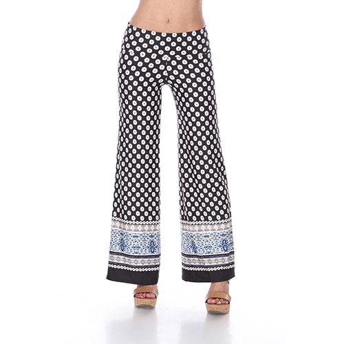 Womens White Mark Border Print Palazzo Pants