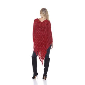 White Mark Asymmetrical Hem Poncho Sweater alternate view
