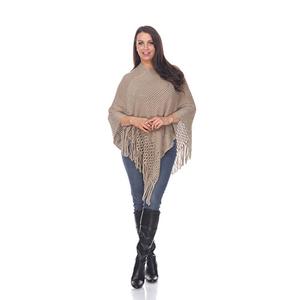 Womens White Mark Sansa Gold Knit Fringe Poncho