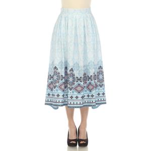 Womens White Mark Pleated Skirt with Border Prints
