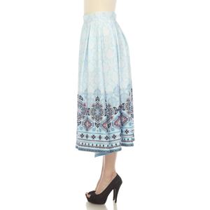 Womens White Mark Pleated Skirt with Border Prints alternate view