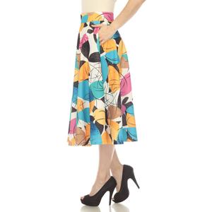 Womens White Mark Leaf Print Flared Midi Skirt alternate view