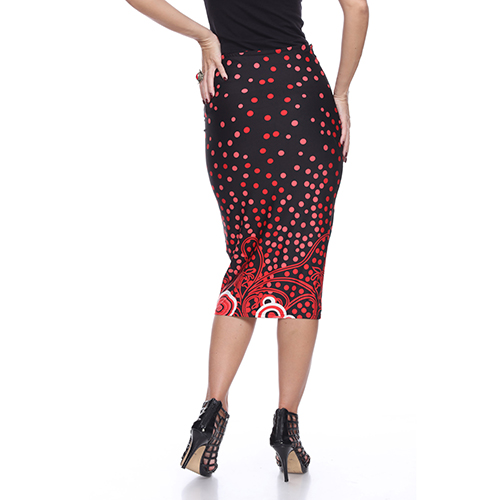 Womens White Mark Bailey Midi Skirt - Black/Red